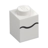 Lego Brick 1 x 1 with Black Scribble Line Print