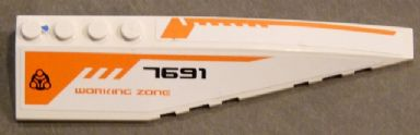 Lego Wedge 12 x 3 Right with Black '7691', Orange 'WORKING ZONE' and Orange Lines Pattern (Stickers) - Set 7691