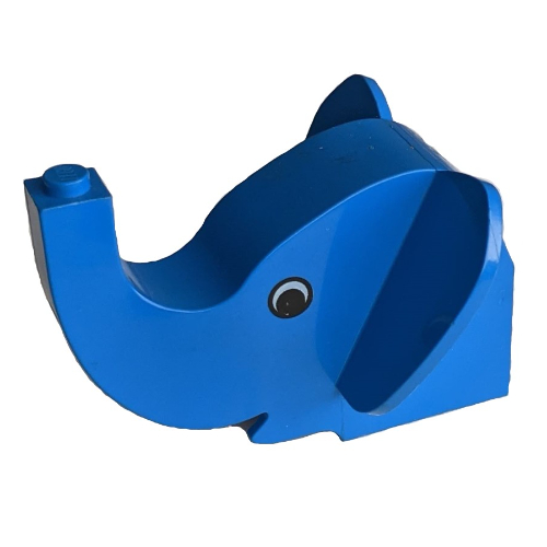 Lego Animal Body Part, Elephant Head 6 x 7 x 4 with Eyes Print / Blue