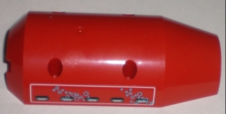 Lego Vehicle, Tipper Drum 3 x 6 x 10 Half with 4 Pin Holes and Vent Holes with Bubbles Pattern Model Left (Sticker) - Set 8075 / Red