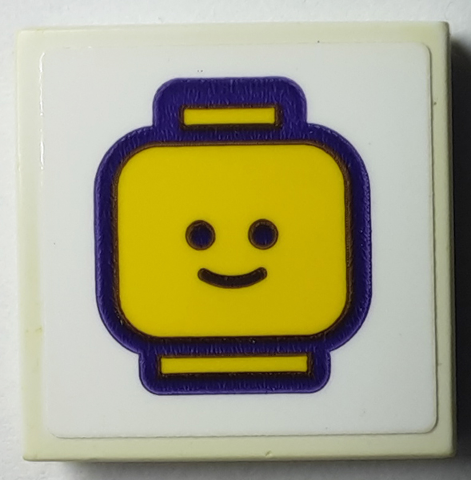 Lego Tile 2 x 2 with Yellow Classic Minifigure Head with Standard Grin Pattern (Sticker) - Set 40385