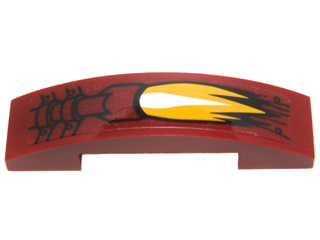 Lego Slope, Curved 4 x 1 x 2/3 Double with Yellow and White Flame Pattern (Sticker) - Set 70227
