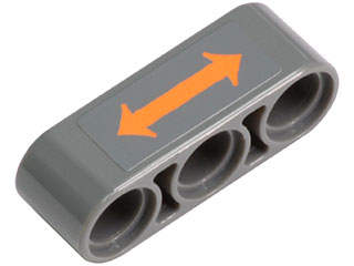 Lego Technic, Liftarm Thick 1 x 3 with Orange Double Arrow Pattern (Sticker) - Set 8964