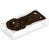 Lego Tile 1 x 2 with 'Copper Bones', Copper Skull Key Print / Trans-Clear