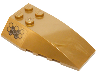 Lego Wedge 6 x 4 Triple Curved with Hexagon Tiles Pattern Model Right Side (Sticker) - Set 70225 / Pearl Gold