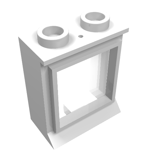 Lego Window 1 x 2 x 2 Classic, Extended Lip, Hollow Studs [with Glass] / White