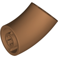 Lego Brick Round 2 x 2 D. Tube with 45° Elbow and Axle Holes (Crossholes) at Each End [SHORT] / Medium Nougat