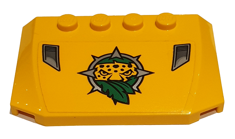 Lego Wedge 4 x 6 x 2/3 Triple Curved with Leopard Head, Leaves and Grille Pattern (Sticker) - Set 60160