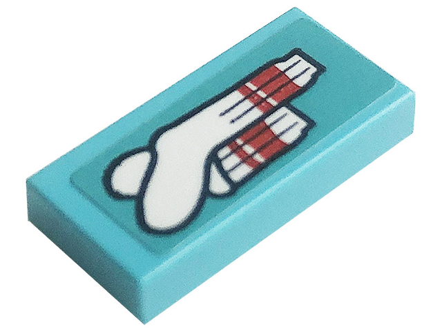 Lego Tile 1 x 2 with Red and White Socks Pattern (Sticker) - Set 41256