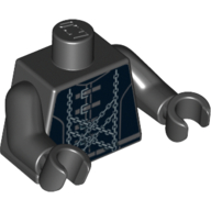 Lego Torso Jacket with Dark Bluish Gray Buckles and Silver Chains Print, Black Arms and Hands