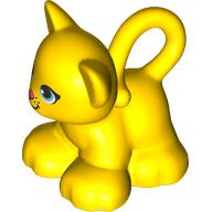 Lego Duplo Animal Cat / Kitten Looping Tail, Eyes and Mouth Print / Yellow