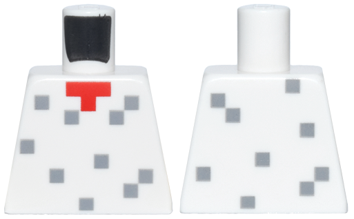 Lego Torso Pixelated Red Neckline and Dark Bluish Gray Dots Pattern / White