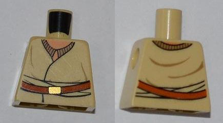 Lego Torso SW Layered Shirt, Brown Belt with Gold Buckle Pattern / Tan