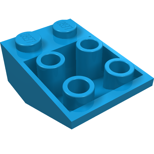 Lego Brick Sloped Inverted 33° 3 x 2, No Connections between Studs, Ovoid Bottom Pin / Dark Azure