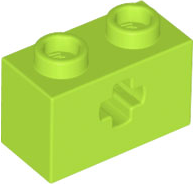 Lego Technic, Brick 1 x 2 with Axle Hole / Lime