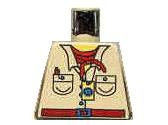 Lego Torso Shirt with Buttons and Pockets, Red Belt with Blue Buckle, Neckerchief Scarf, Pen, Compass, Yellow Neck Pattern / Tan