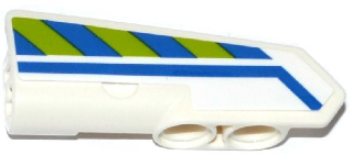 Lego Technic, Panel Fairing #22 Very Small Smooth, Side A with Blue Line and Blue and Lime Danger Stripes Pattern (Sticker) - Set 42047 / White
