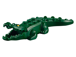 Lego Alligator / Crocodile with 20 Teeth with Yellow Eyes with White Glints Pattern with Light Bluish Gray Technic, Pin 1/2