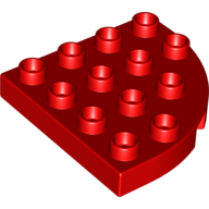 Lego Duplo Plate Round Corner 4 x 4 / Red