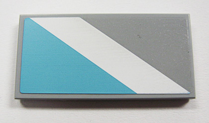 Lego Tile 2 x 4 with Maersk Blue Triangle and White Diagonal Stripe Pattern Model Right Side (Sticker) - Set 10219