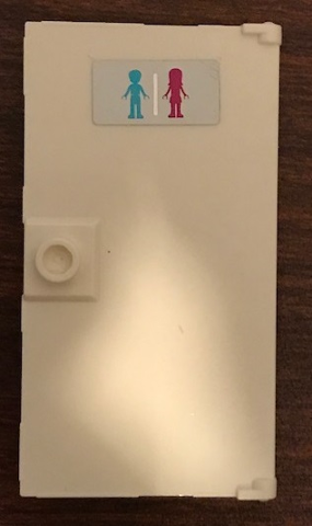 Lego Door 1 x 4 x 6 with Stud Handle with Medium Azure Boy and Magenta Girl (Unisex Restroom) Pattern (Sticker) - Set 41134