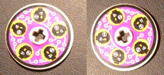 Lego Technic, Disk 3 x 3 with Black Cyber Heads on Purple Pattern on Both Sides  (Stickers) - Set 8257 / White