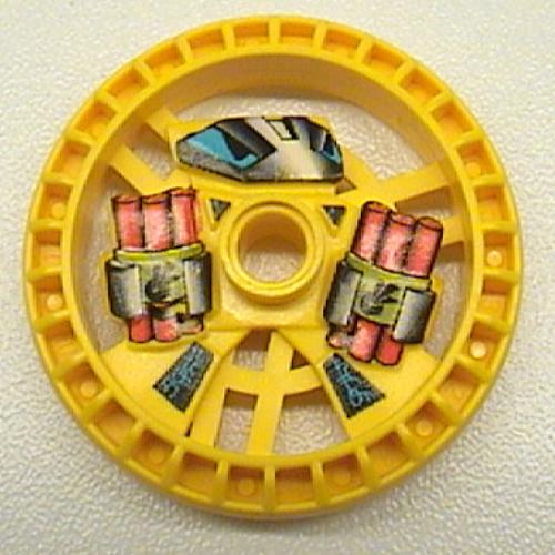 Lego Technic Disc 5 x 5 Notched, Dynamite Print / Yellow