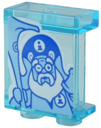 Lego Panel 1 x 2 x 2 with Side Supports - Hollow Studs with Infomaniac Minifigure with Hat, Glasses, Beard, and Staff Pattern (Sticker) - Set 80036