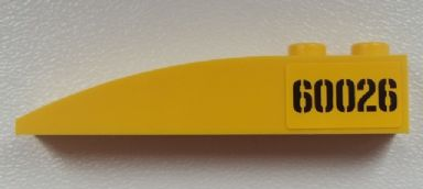 Lego Slope, Curved 6 x 1 with 2 Studs with Black '60026' Pattern on Left Side (Sticker) - Set 60026