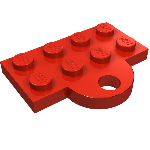 Lego Plate Special 2 x 4 with Train Coupler Closed for Hook / Red