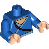 Lego Torso Robe with Light Blue Trim and Belt, Brown Strap / Boomerang on Back Print, Blue Arms, Light Nougat Hands / Blue