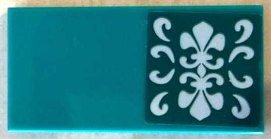 Lego Tile 2 x 4 with White Swirls and Fleur-de-lis Pattern (Sticker) - Set 41684