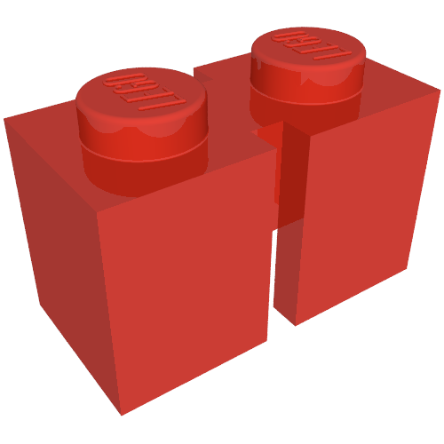 Lego Brick 1 x 2 with 2 Slots / Red