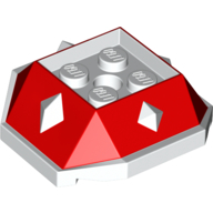 Lego Brick Wedged, Sloped 4 x 4 with Diamond Spikes with White Underside Pattern / Red
