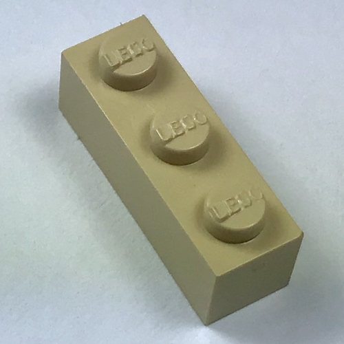 Lego Modulex Brick 1 x 3 with LEGO on Stud / Modulex Ochre Yellow
