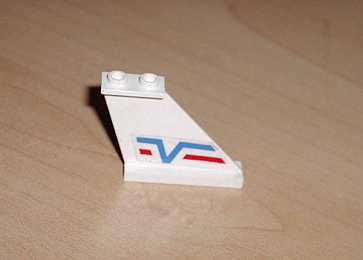 Lego Tail 4 x 1 x 3 with Blue 'V' and Red Line Pattern on Both Sides (Stickers) - Set 6346