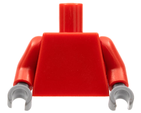 Lego Torso Plain / Red Arms / Dark Bluish Gray Hands