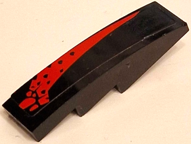 Lego Slope, Curved 4 x 1 with Worn Red Stripe Pattern Model Left Side (Sticker) - Set 8863