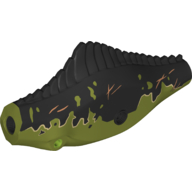 Lego Animal Body Part, Dinosaur, Giganotosaurus Body with Black Markings, Scars print / Olive Green