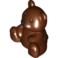 Lego Duplo Animal Bear, Sitting, Black Eyes and Nose Print / Reddish Brown