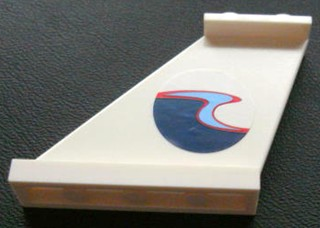 Lego Tail 4 x 1 x 3 with Dark Blue, Medium Blue and Red Wave Pattern on Left Side (Sticker) - Set 4642