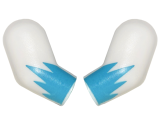 Lego Arm, (Matching Left and Right) Pair with Dark Azure Jagged Cuffs Pattern / White