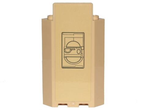 Lego Panel 3 x 3 x 6 Corner Wall without Bottom Indentations with SW Cloud City Black Lines and Semicircles Pattern (Sticker) - Set 75222 / Tan