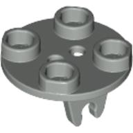 Lego Wheel Holder, Plate, Round 2 x 2 Thin with Clips / Light Gray