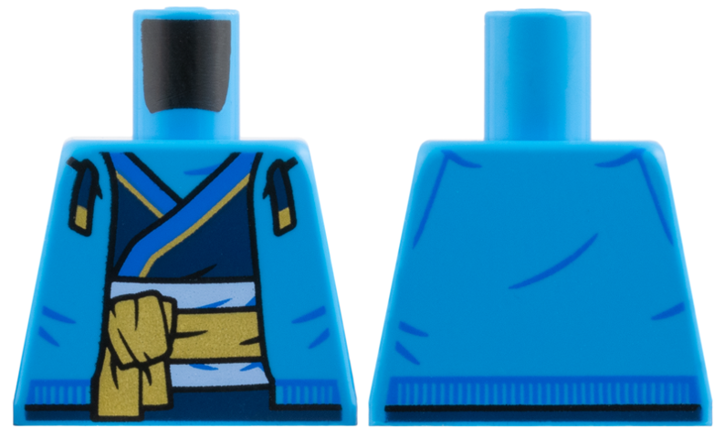 Lego Torso Hoodie over Dark Blue Tunic, Blue Hem, Gold Sash and Trim Pattern / Dark Azure