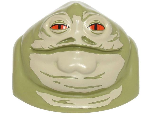Lego Body SW Hutt Adult - Torso and Head with Tan Face, Orange Eyes and Dark Bluish Gray Wrinkles on Back Pattern / Olive Green