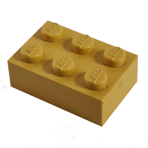 Lego Modulex Brick 2 x 3 with LEGO on Studs / Modulex Ochre Yellow