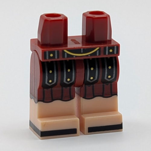 Lego Hips and Dark Red Legs with Tunic with Leather Straps with Gold Studs and Light Nougat Feet with Sandals Print