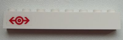 Lego Brick 1 x 8 with Train Logo Red Pattern Left (Sticker) - Set 60051 / White