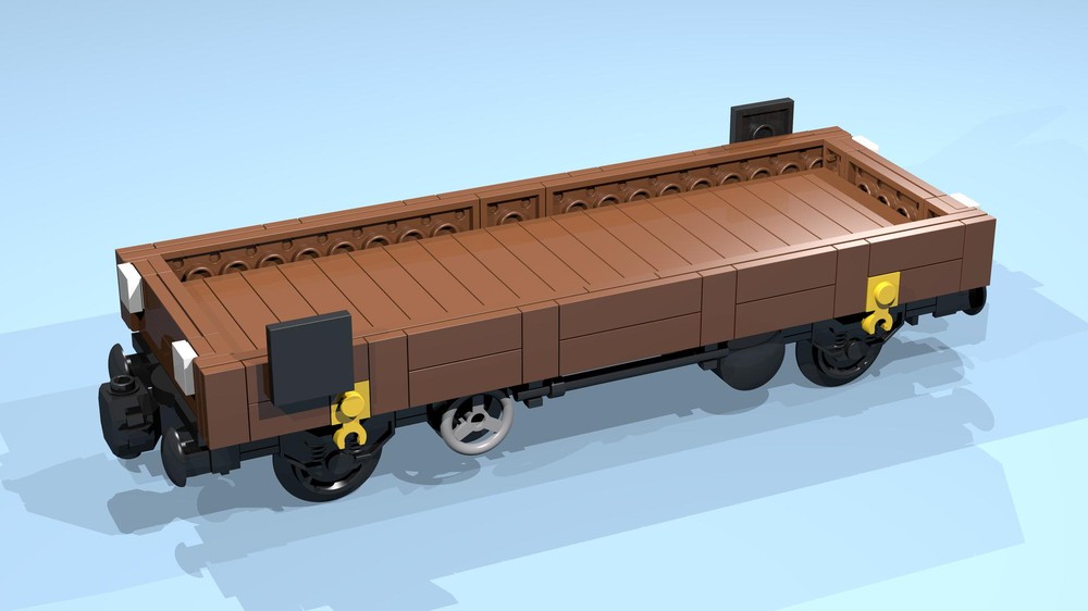 Lego 4-Wheel Lowside Wagon (SNOT, brown, 8 studs wide)